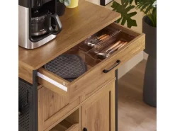 SoBuy Servierwagen Küchenwagen Rollwagen mit Schubladen und Weinregal 67x88x37cm FKW134-N