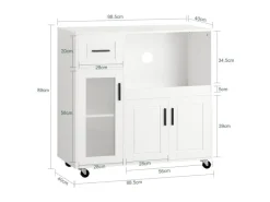 New SoBuy Sideboard auf Rollen Küchenwagen Mikrowellenschrank Rollwagen FSB78-W