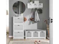 Clearance SoBuy Sitzbank mit Stauraum Schuhbank MDF Weiß 90cm FSR102-W