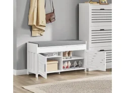 Clearance SoBuy Sitzbank mit Stauraum Schuhbank MDF Weiß 90cm FSR102-W