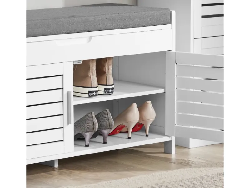 Clearance SoBuy Sitzbank mit Stauraum Schuhbank MDF Weiß 90cm FSR102-W