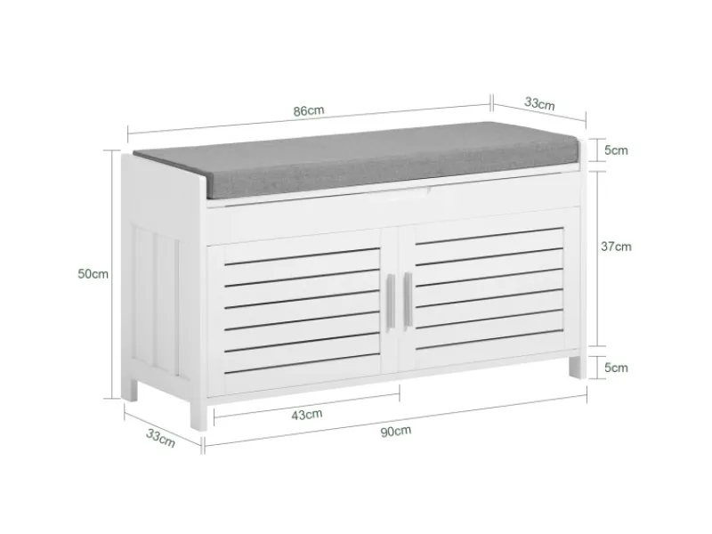Clearance SoBuy Sitzbank mit Stauraum Schuhbank MDF Weiß 90cm FSR102-W