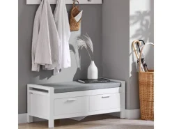 SoBuy Sitzbank mit Stauraum und 2 Schubladen MDF Weiß FSR74-W