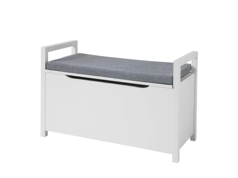 SoBuy Sitztruhe mit Klappe Spieltruhe Weiß Holzwerkstoff FSR76-W