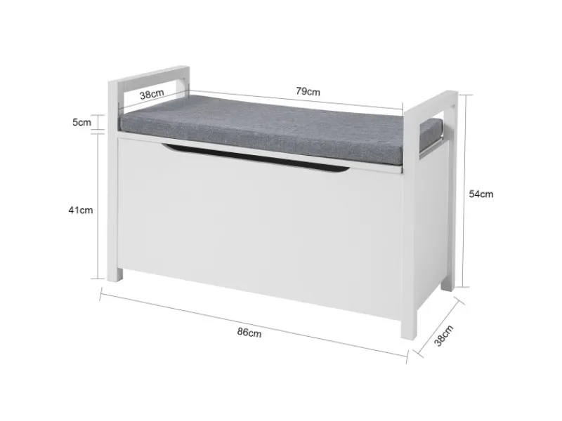 SoBuy Sitztruhe mit Klappe Spieltruhe Weiß Holzwerkstoff FSR76-W