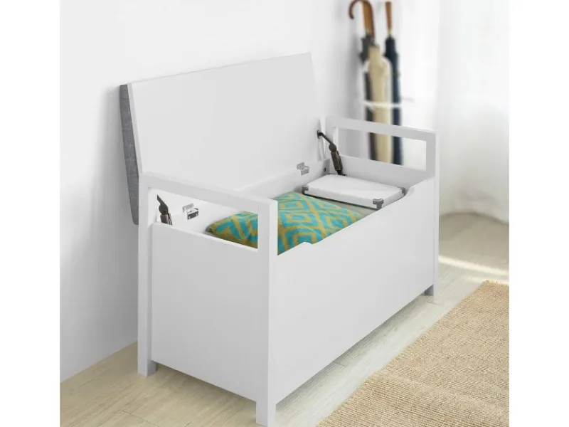 SoBuy Sitztruhe mit Klappe Spieltruhe Weiß Holzwerkstoff FSR76-W