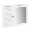 SoBuy Spiegelschrank mit Lamellentür Hängeschrank Wandschrank Weiß BZR55-W