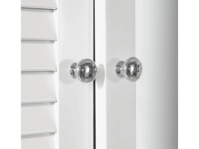 SoBuy Spiegelschrank mit Lamellentür Hängeschrank Wandschrank Weiß BZR55-W