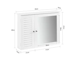 SoBuy Spiegelschrank mit Lamellentür Hängeschrank Wandschrank Weiß BZR55-W