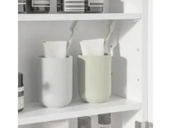 SoBuy Spiegelschrank mit Lamellentür Hängeschrank Wandschrank Weiß BZR55-W