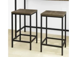 Online SoBuy 3-teilig Bartisch mit 2 Barhockern Esszimmer MDF Metall Natur OGT30-N