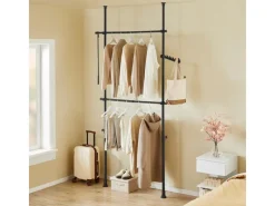 SoBuy Teleskop Kleiderständer mit 2 Kleiderstangen Garderobenständer FRG109-II-SCH