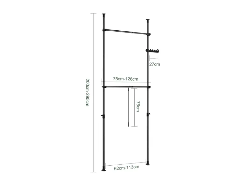 SoBuy Teleskop Kleiderständer mit 2 Kleiderstangen Garderobenständer FRG109-II-SCH