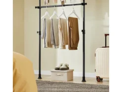 SoBuy Teleskop Kleiderständer mit 2 Kleiderstangen Garderobenständer FRG109-II-SCH