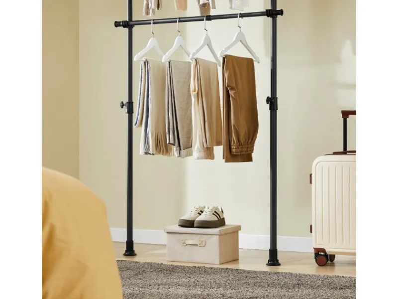 SoBuy Teleskop Kleiderständer mit 2 Kleiderstangen Garderobenständer FRG109-II-SCH