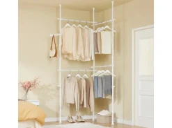 SoBuy Teleskop Kleiderständer mit 4 Kleiderstangen Garderobenständer KLS03-II-W