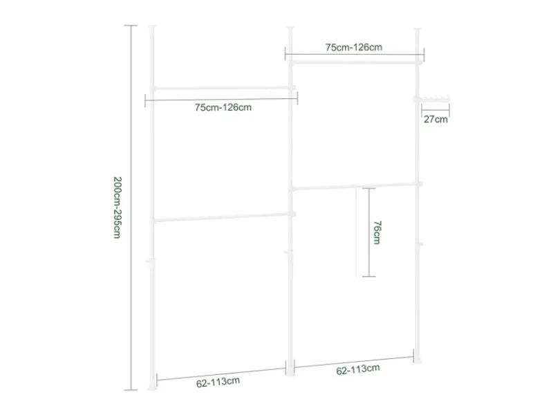 SoBuy Teleskop Kleiderständer mit 4 Kleiderstangen Garderobenständer KLS03-II-W