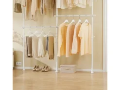 SoBuy Teleskop Kleiderständer mit 4 Kleiderstangen Garderobenständer KLS03-II-W