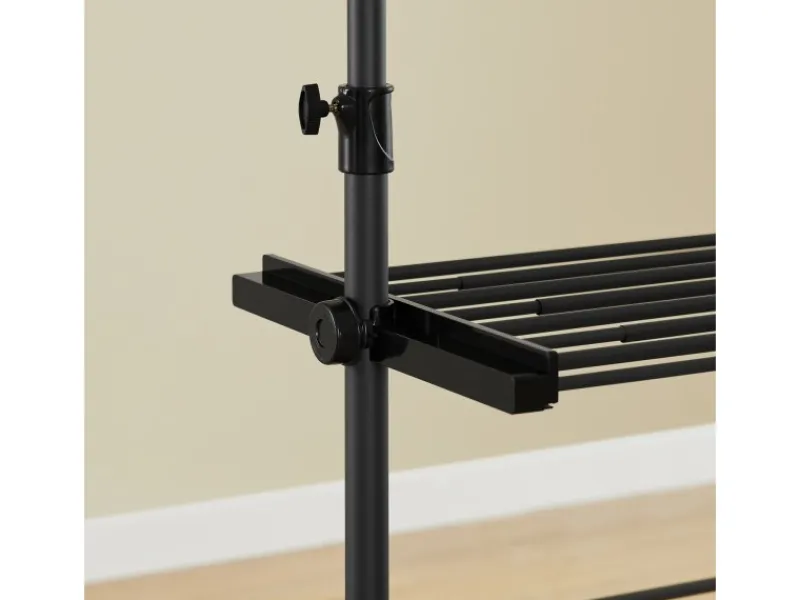 SoBuy Teleskop Kleiderständer mit 3 Kleiderstange und 2 Ablagen Garderobenständer FRG34-II-SCH