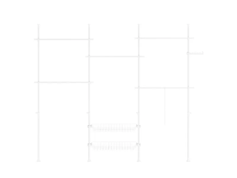 SoBuy Teleskop Kleiderständer mit 5 Kleiderstangen und 2 Körben Garderobenständer KLS04-II-W