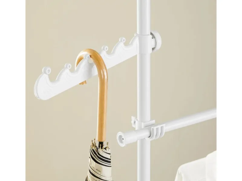 SoBuy Teleskop Kleiderständer mit 5 Kleiderstangen und 2 Körben Garderobenständer KLS04-II-W