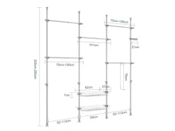 SoBuy Teleskop Kleiderständer mit 5 Kleiderstangen und 2 Körben Garderobenständer KLS04-II-HG