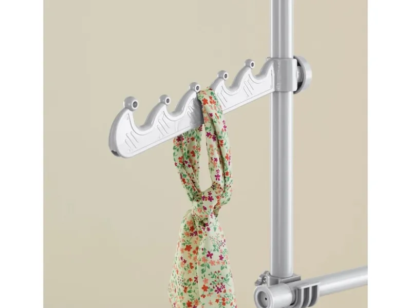 SoBuy Teleskop Kleiderständer mit 5 Kleiderstangen und 2 Körben Garderobenständer KLS04-II-HG