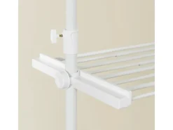 SoBuy Teleskop Kleiderständer mit 3 Kleiderstange und 2 Ablagen Garderobenständer Weiß FRG34-II-W