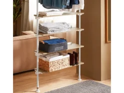 Clearance SoBuy Teleskopstange Kleiderständer mit 1 Kleiderstange und 5 Ablagen KLS15-WN