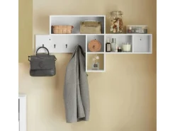 Best SoBuy Wandgarderobe Flurgarderobe Kleiderhaken Hängeregal mit 4 Haken Weiß FHK17-W