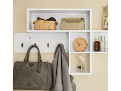 Best SoBuy Wandgarderobe Flurgarderobe Kleiderhaken Hängeregal mit 4 Haken Weiß FHK17-W