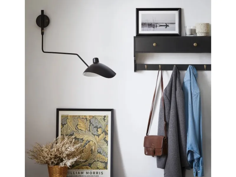 SoBuy Wandgarderobe mit 2 Schubladen und 5 Haken MDF Schwarz FRG178-SCH