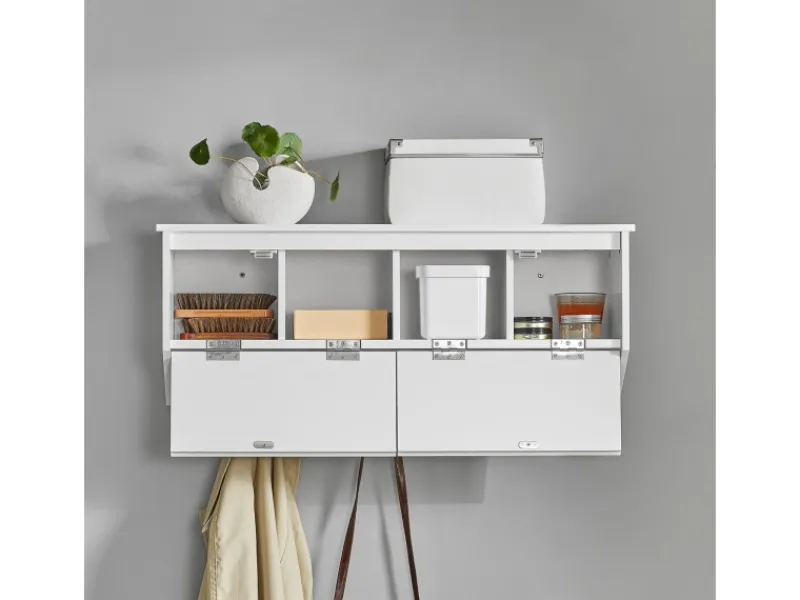 SoBuy Wandgarderobe mit 2 Klappen und 5 Haken MDF Weiß FHK24-W