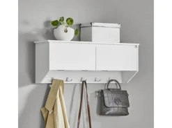 SoBuy Wandgarderobe mit 2 Klappen und 5 Haken MDF Weiß FHK24-W