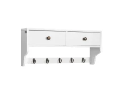 New SoBuy Wandgarderobe mit 2 Schubladen und 5 Haken Holz Weiß FRG178-W