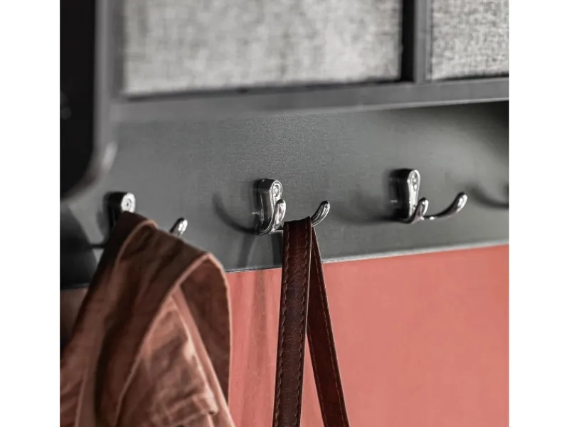 SoBuy Wandgarderobe mit 3 Körben und 5 Haken Holz Schwarz FRG282-SCH