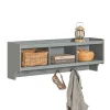 SoBuy Wandgarderobe mit 3 Körben und 4 Haken MDF Grau FHK28-HG