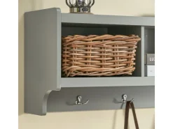 SoBuy Wandgarderobe mit 3 Körben und 4 Haken MDF Grau FHK28-HG