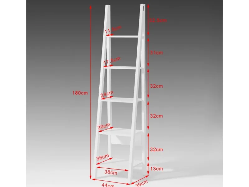 SoBuy Wandregal Badregal Leiterregal Standregal Bücherregal Weiß FRG101-W