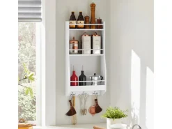 Best SoBuy Wandregal Gewürzregal Küchenregal mit 3 Ablagen Badregal KCR12-W Weiß