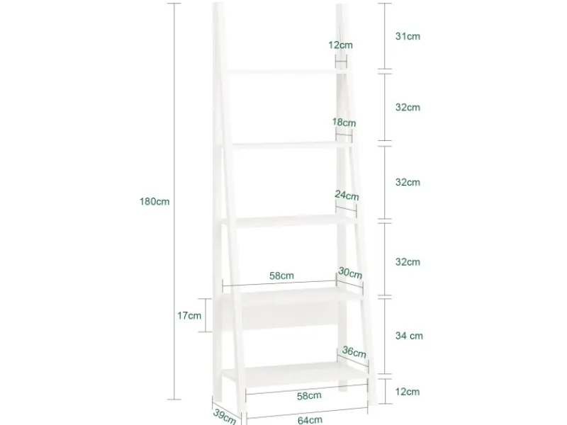 Hot SoBuy Wandregal Leiterregal Standregal Bücherregal Weiß FRG61-W