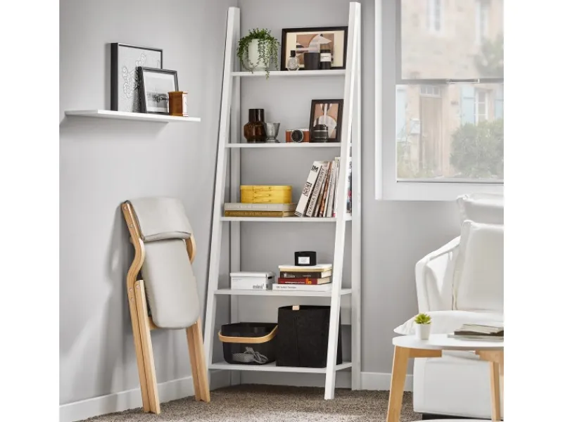 Hot SoBuy Wandregal Leiterregal Standregal Bücherregal Weiß FRG61-W