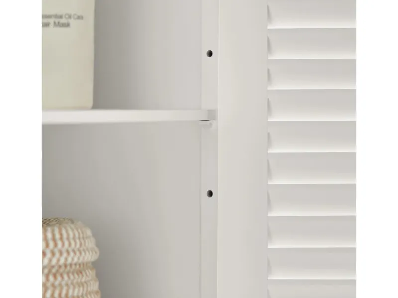 SoBuy Waschbeckenunterschrank Badschrank mit 2 Lamellentüren MDF 60x58x35cm Weiß FRG237-W