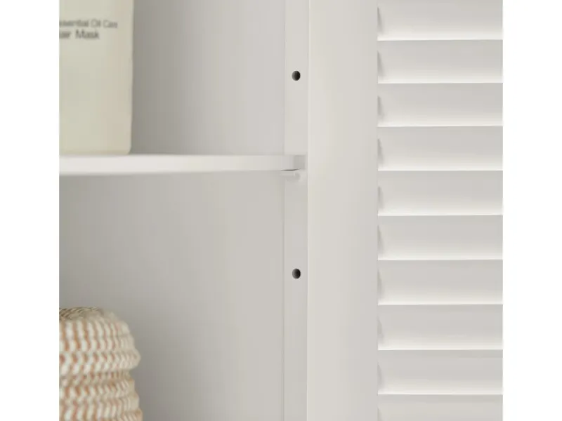 SoBuy Waschbeckenunterschrank Badschrank mit 2 Lamellentüren MDF 60x58x35cm Weiß FRG237-W