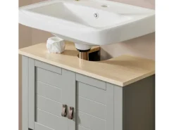 SoBuy Waschbeckenunterschrank Badschrank mit 2 Türen und 1 Fach 60x60x30cm Grau BZR69-HG