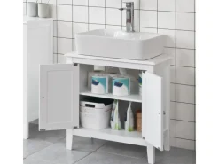 SoBuy Waschbeckenunterschrank Badschrank mit 2 Türen MDF 60x62x30cm Weiß FRG202-W