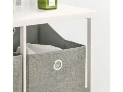 SoBuy Wäscheschrank mit 2 abnehmbaren Wäschesäcken Metall Vlies Grau BZR57-W