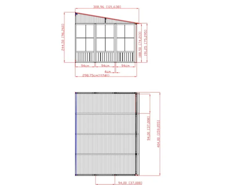 Sojag Kalt-Wintergarten Mural Anthrazit 309 x 404 cm