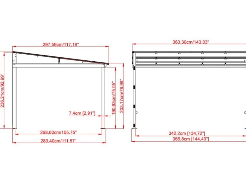 Sojag Terrassenüberdachung St. Barth Anthrazit 296 x 364 cm