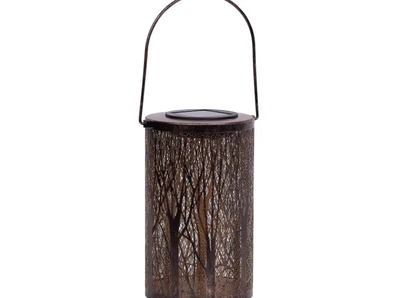 Sale Solarleuchte Laterne mit Astmuster Rostfarben